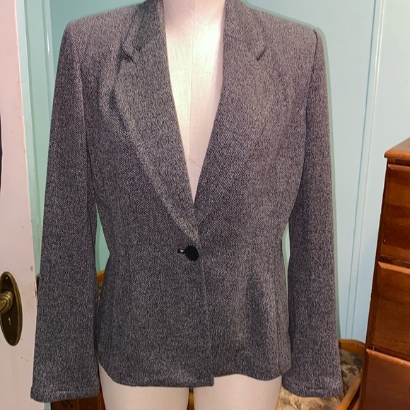 Calvin Klein Gray herringbone Blazer size 10 - Picture 1 of 9